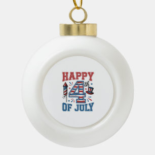 Adorno De Cerámica Tipo Bola Feliz 4 de julio Diseño vectorial vintage patrióti