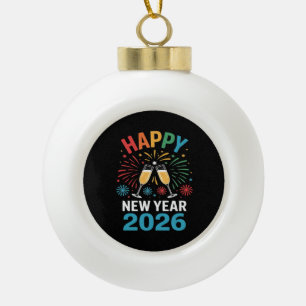 Adorno De Cerámica Tipo Bola Feliz Año Nuevo 2026 Fiesta Divertida Nochevieja 2