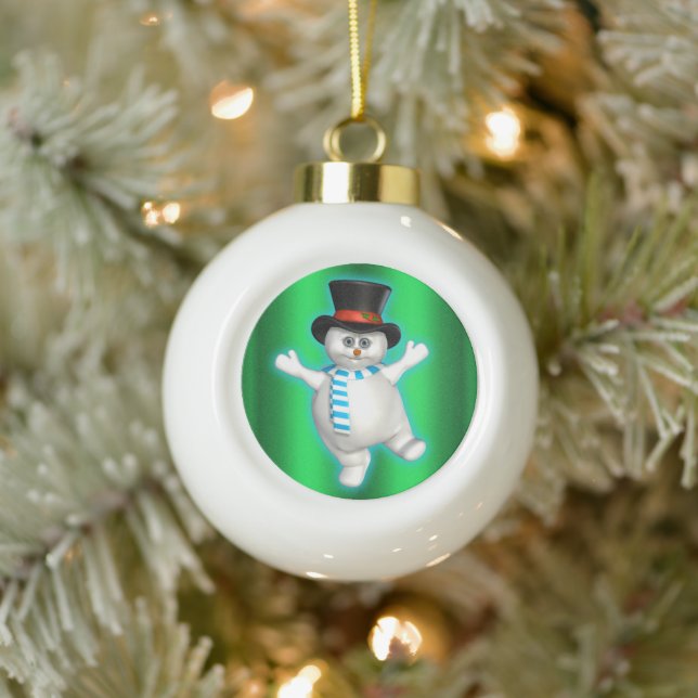 Adorno De Cerámica Tipo Bola Feliz baile de Snowman (Árbol)