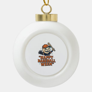 Adorno De Cerámica Tipo Bola Feliz béisbol Ween Vintage Halloween Diseño de béi