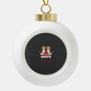 Adorno De Cerámica Tipo Bola Feliz día de San Valentín pareja de Beagle