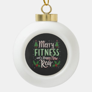 Adorno De Cerámica Tipo Bola Feliz Fitness y Feliz Año Nuevo de Fisicoculturism