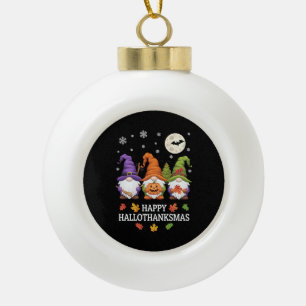 Adorno De Cerámica Tipo Bola Feliz Hallothanksmas Gnomes Feliz Navidad en Hallo
