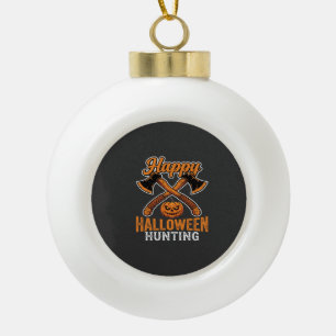 Adorno De Cerámica Tipo Bola Feliz Halloween Caza Hachas Cruzadas Calabaza