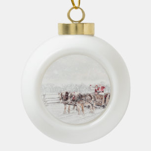 Adorno De Cerámica Tipo Bola Feliz Navidad