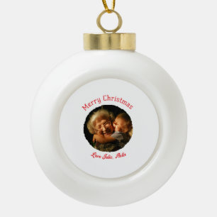 Adorno De Cerámica Tipo Bola Feliz Navidad abuela hija foto círculo