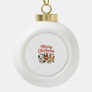 Adorno De Cerámica Tipo Bola Feliz Navidad de Pollo