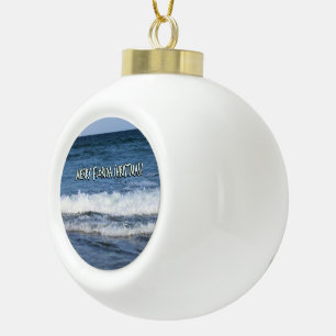 Adorno De Cerámica Tipo Bola Feliz Navidad en Florida Océanos Olas Espuma