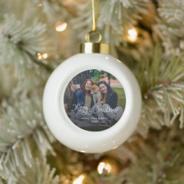 Adorno De Cerámica Tipo Bola Feliz Navidad Guión Caprichoso Foto de Familia Per