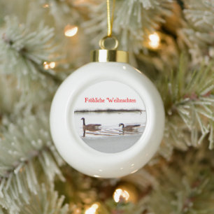Adorno De Cerámica Tipo Bola Feliz Navidad - Honkers - Gansos de Canadá