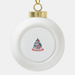 Adorno De Cerámica Tipo Bola Feliz Navidad Moo Deng Navidades Bebé Hippo Tank