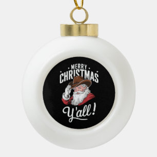 Adorno De Cerámica Tipo Bola Feliz Navidad para Todos Vaquero Santa Claus