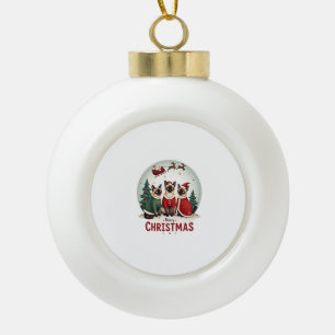 Adorno De Cerámica Tipo Bola Feliz Navidad Tres Santa Elfo Reno Siamés C