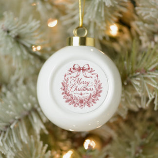 Adorno De Cerámica Tipo Bola Feliz Navidad Vintage