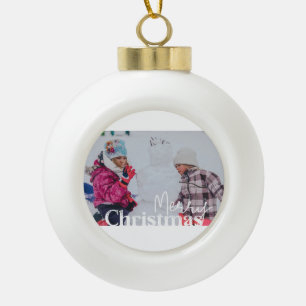 Adorno De Cerámica Tipo Bola Feliz Navidad y tu foto