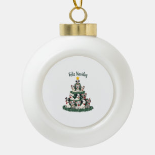 Adorno De Cerámica Tipo Bola Feliz Navidog Camiseta de Navidad de Perro, Divert