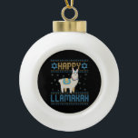 Adorno De Cerámica Tipo Bola Feliz regalo de Hamakah Funny Jewish Hanukkah Lama<br><div class="desc">chanukah,  lamakah,  hanukkah,  dreidel,  jewish,  feo,  suéter,  llama,  navidades,  punto</div>