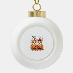 Adorno De Cerámica Tipo Bola Fiesta de calabaza corgi