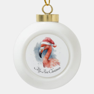 Adorno De Cerámica Tipo Bola Flamingo Snowbird de Santa, personalizado