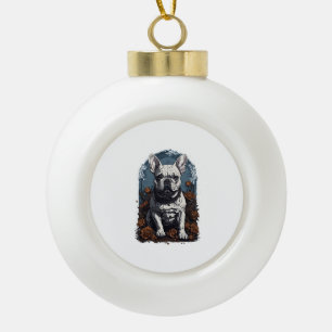Adorno De Cerámica Tipo Bola Floral gótica de Bulldog francés