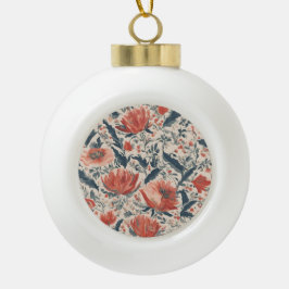 Adorno De Cerámica Tipo Bola Floral Vintage