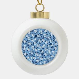 Adorno De Cerámica Tipo Bola Flores azules y blancas: vintage