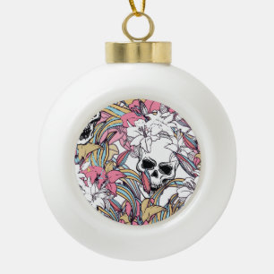 Adorno De Cerámica Tipo Bola Flores Lily Skulls: Boho Vintage.