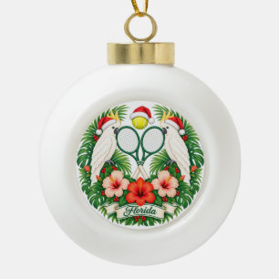 Adorno De Cerámica Tipo Bola Florida Navidad Tenis Tropical
