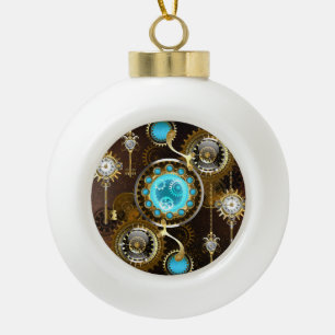 Adorno De Cerámica Tipo Bola Fondo oxidado steampunk con lentes turquesas