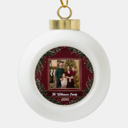 Adorno De Cerámica Tipo Bola Foto de familia en cerámica de Navidad con marco d