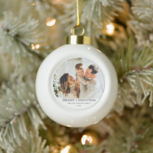 Adorno De Cerámica Tipo Bola Foto de Navidad de Familia Moderna