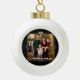 Adorno De Cerámica Tipo Bola Foto de Navidad de la familia con marco de copo de