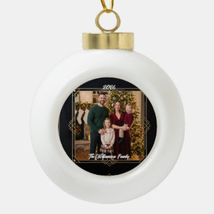 Adorno De Cerámica Tipo Bola Foto de Navidad de la familia con marco de copo de
