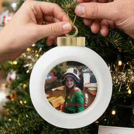 Adorno De Cerámica Tipo Bola Foto Feliz Navidad Personaliza