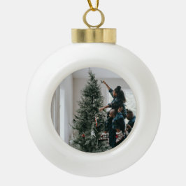 Adorno De Cerámica Tipo Bola Foto personalizada de dos Navidades de familia