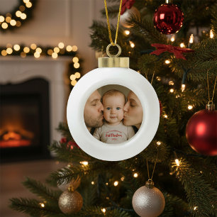 Adorno De Cerámica Tipo Bola Foto personalizada de la primera Navidad 