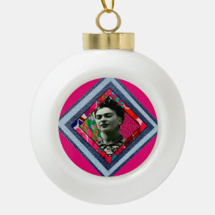 Adorno De Cerámica Tipo Bola Frida Kahlo Retro Denim Diamond