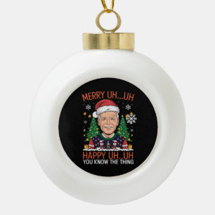 Adorno De Cerámica Tipo Bola Funny Santa Joe Biden Merry Uh Navidades Ugly