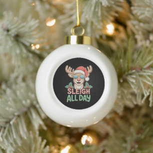 Adorno De Cerámica Tipo Bola Gafas de sol de reno divertidas para Navidad