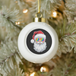 Adorno De Cerámica Tipo Bola Gafas de sol gay cara de Santa Navidad Xmas LGBTQ