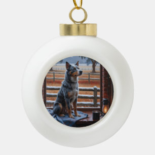 Adorno De Cerámica Tipo Bola Ganado Australiano Con Luces De Navidad Fiesta