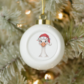 Adorno De Cerámica Tipo Bola Ganso Gorro de Santa Navidad Luces de Navidad Gran