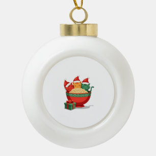 Adorno De Cerámica Tipo Bola Gato de Ramen de Navidad Santa Anime Maullido Gati