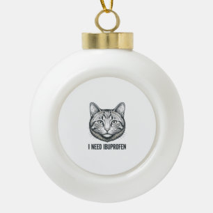 Adorno De Cerámica Tipo Bola Gato Divertido Ibuprofeno Diseño de Grabado Vintag