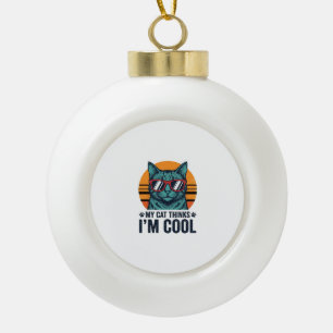 Adorno De Cerámica Tipo Bola Gato Divertido Piensa Que Soy Genial Vintage