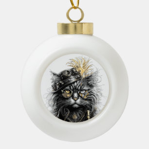 Adorno De Cerámica Tipo Bola Gato impresionante de Steampunk 