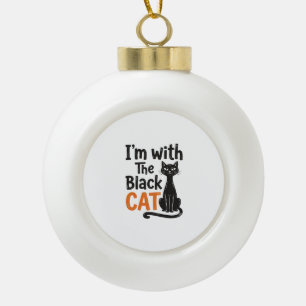 Adorno De Cerámica Tipo Bola Gato Negro Divertido Grabado Vintage Diseño de Hal