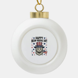 Adorno De Cerámica Tipo Bola Gato Patriótico Día Meow-morial Vintage Diseño Vec