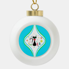 Adorno De Cerámica Tipo Bola Gato siamés retro Feliz Navidad