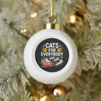 Adorno De Cerámica Tipo Bola Gatos Para Todos Navidad Santa Trineo Nieve